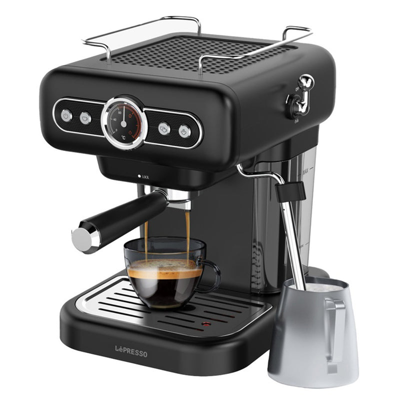 LePresso LP012 Retro 15 BAR Italian Pump Espresso Machine Gauge and Milk Steamer