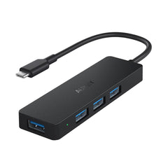 AUKEY CBC64 USB C Hub Ultra Slim with 4 USB 3.0 Data Ports Black