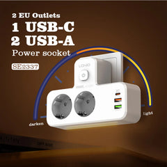 LDNIO SE2337 Portable Electrical Extension Socket with USB-C and USB-A