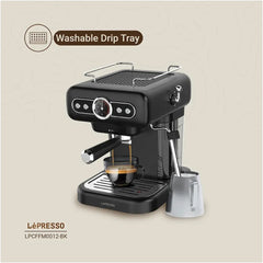 LePresso LP012 Retro 15 BAR Italian Pump Espresso Machine Gauge and Milk Steamer