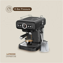 LePresso LP012 Retro 15 BAR Italian Pump Espresso Machine Gauge and Milk Steamer