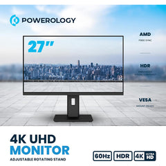 Powerology 27" 4K UHD Monitor - Black