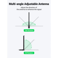 UGREEN AC650 Dual Band USB WiFi Adapter 6dBi High-Gain Antenna 2.4GHz & 5GHz Wireless Network Dongle