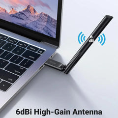 UGREEN AC650 Dual Band USB WiFi Adapter 6dBi High-Gain Antenna 2.4GHz & 5GHz Wireless Network Dongle