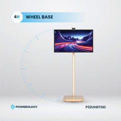 Powerology 32" Movable, Rotatable and Height Adjustable Google 4K Screen with 4K Camera - Brass