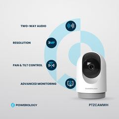 Powerology Indoor PTZ 2K Pan and Tilt Smart Camera