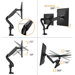 Kaloc DS90-2 Dual Desk Monitor Arm Stand Adjustable Gas Spring Support Max 32" - Pixel Zones